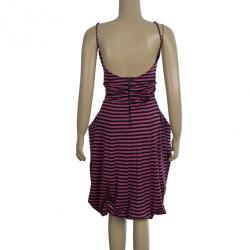Pre Owned Prada Striped Strapless Dress M