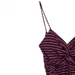 Pre Owned Prada Striped Strapless Dress M