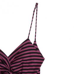 Pre Owned Prada Striped Strapless Dress M