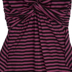 Pre Owned Prada Striped Strapless Dress M