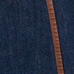 Pre Owned Prada Indigo Dark Wash Denim Leather Trim Detail Mini Skirt M