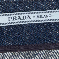 Pre Owned Prada Indigo Dark Wash Denim Leather Trim Detail Mini Skirt M