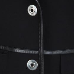Pre Owned Prada Black Wool Leather Trim Coat S