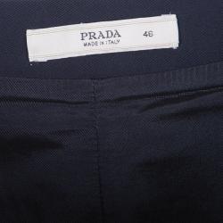 Pre Owned Prada Navy Blue Textured Wool Skirt L