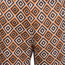 Pre Owned Prada Multicolor Diamond Print Silk And Wool Blend Cropped Pants M
