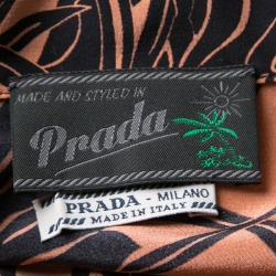 Pre Owned Prada Peach Tropical Floral Printed Silk Crop Top L
