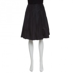 Pre Owned Prada Black Pleated A Line Skirt M