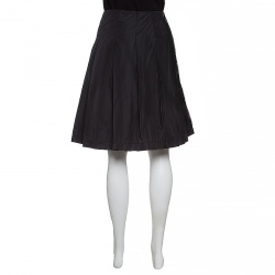 Pre Owned Prada Black Pleated A Line Skirt M