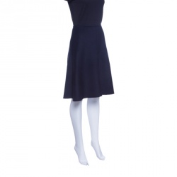 Pre Owned Prada Navy Blue Angora Wool A-Line Skirt S