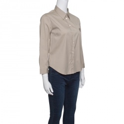 Pre Owned Prada Beige Long Sleeve Button Front Shirt M