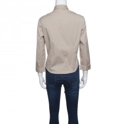 Pre Owned Prada Beige Long Sleeve Button Front Shirt M