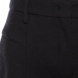 Prada Black Wool Leather Piping Detail Straight Trousers L