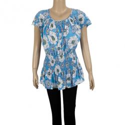 Pre Owned Prada Blue Floral Top M