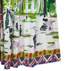 Prada Le Voyageur 2012 Postcard Print Cotton Dress S