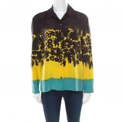 Pre Owned Prada Multicolor Floral Printed Silk Long Sleeve Shirt M