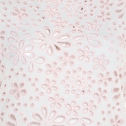 Pre Owned Prada White and Pink Eyelet Floral Embroidered Sleeveless Top S