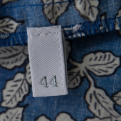 Pre Owned Prada Shaded Blue Floral Print Stretch Cotton Shirt Dress M