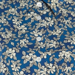 Pre Owned Prada Shaded Blue Floral Print Stretch Cotton Shirt Dress M