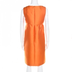 Pre Owned Prada Orange Silk Blend Gathered Empire Waist Sleeveless Dress S
