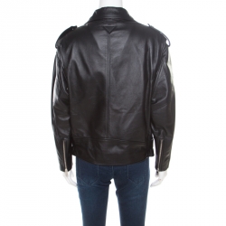 Prada Matte Black Nappa Leather Giacca Biker Jacket S