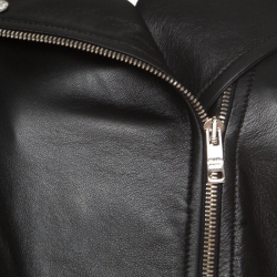 Prada Matte Black Nappa Leather Giacca Biker Jacket S