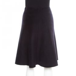 Pre Owned Prada Black Angora Wool Midi Skirt S