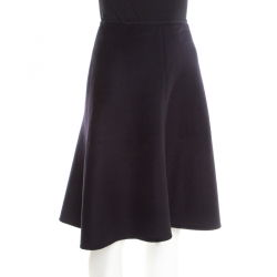 Pre Owned Prada Black Angora Wool Midi Skirt S