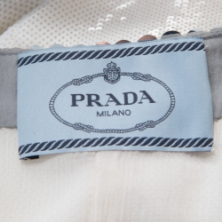 Prada Off White Sequined Silk Sleeveless Shift Dress S
