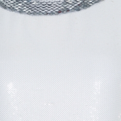 Prada Off White Sequined Silk Sleeveless Shift Dress S