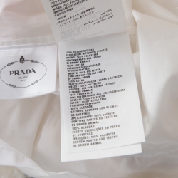 Pre Owned Prada White Cotton Feather-Embellished Shirt Dress S