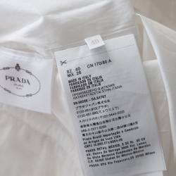 Pre Owned Prada White Cotton Feather-Embellished Shirt Dress S