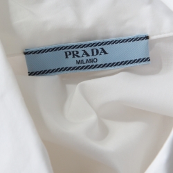 Pre Owned Prada White Cotton Feather-Embellished Shirt Dress S