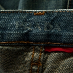 Pre Owned Prada Indigo Light Wash Denim Distressed Cropped Jeans M