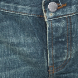 Pre Owned Prada Indigo Light Wash Denim Distressed Cropped Jeans M