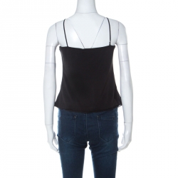 Pre Owned Prada Black Jersey Ruffle Front Camisole L 