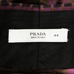 Pre Owned Prada Purple and Brown Printed Silk Flared Trousers M