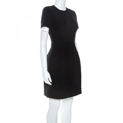 Pre Owned Prada Black Crepe Short Sleeve Dress S