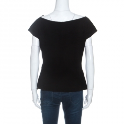Pre Owned Prada Black Crepe Draped Detail Top L