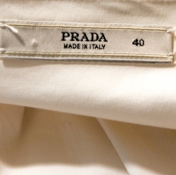 Pre Owned Prada Off White Stretch Cotton Pleated Shirt Dress S