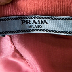 Pre Owned Prada Pink Silk Chiffon Pleated Sleeveless Maxi Dress S