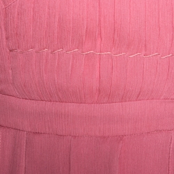Pre Owned Prada Pink Silk Chiffon Pleated Sleeveless Maxi Dress S