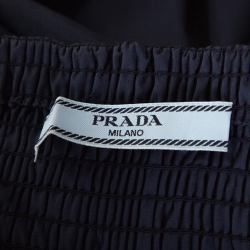 Pre Owned Prada Navy Blue Cotton Elasticized Waist Midi Skirt S