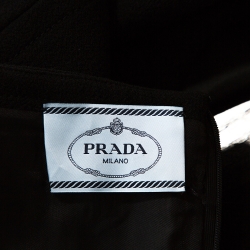 Pre Owned Prada Black Wool Crepe Short Sleeve Sheath Dress M