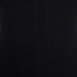 Pre Owned Prada Black Wool Crepe Short Sleeve Sheath Dress M