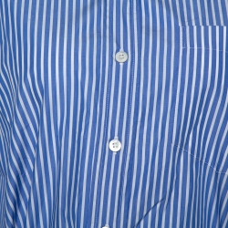 Pre Owned Prada Blue Striped Cotton Wrap Front Tie Detail Shirt S