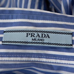 Pre Owned Prada Blue Striped Cotton Wrap Front Tie Detail Shirt S