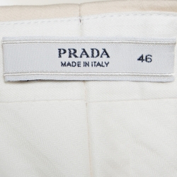 Pre Owned Prada Cream Cotton Blend Flared Trousers L