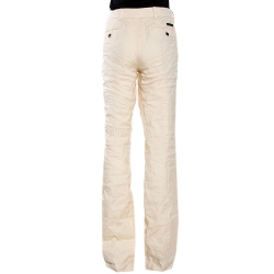 Pre Owned Prada Cream Cotton Blend Flared Trousers L