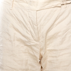 Pre Owned Prada Cream Cotton Blend Flared Trousers L