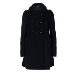 Prada Black Double Breasted Long Wool Coat S